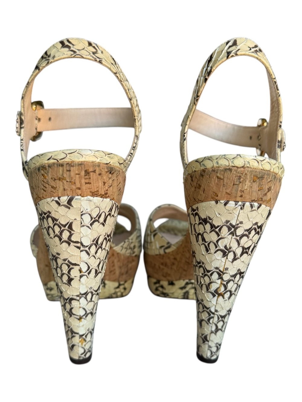 Prada Snakeskin Python Platform Sandals - Picture 10 of 12